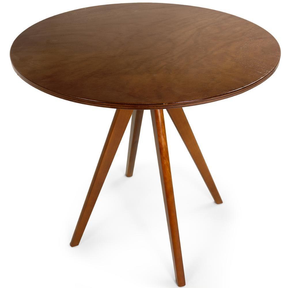 Mesa De Jantar Redonda Rústica 78cm Em Madeira Multilaminada - Castanho - 1