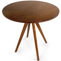 Mesa De Jantar Redonda Rústica 78cm Em Madeira Multilaminada - Castanho - 1