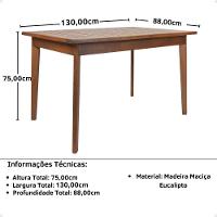 Mesa De Jantar Retangular Rústica 130cm Em Madeira Maciça - Natural - 2