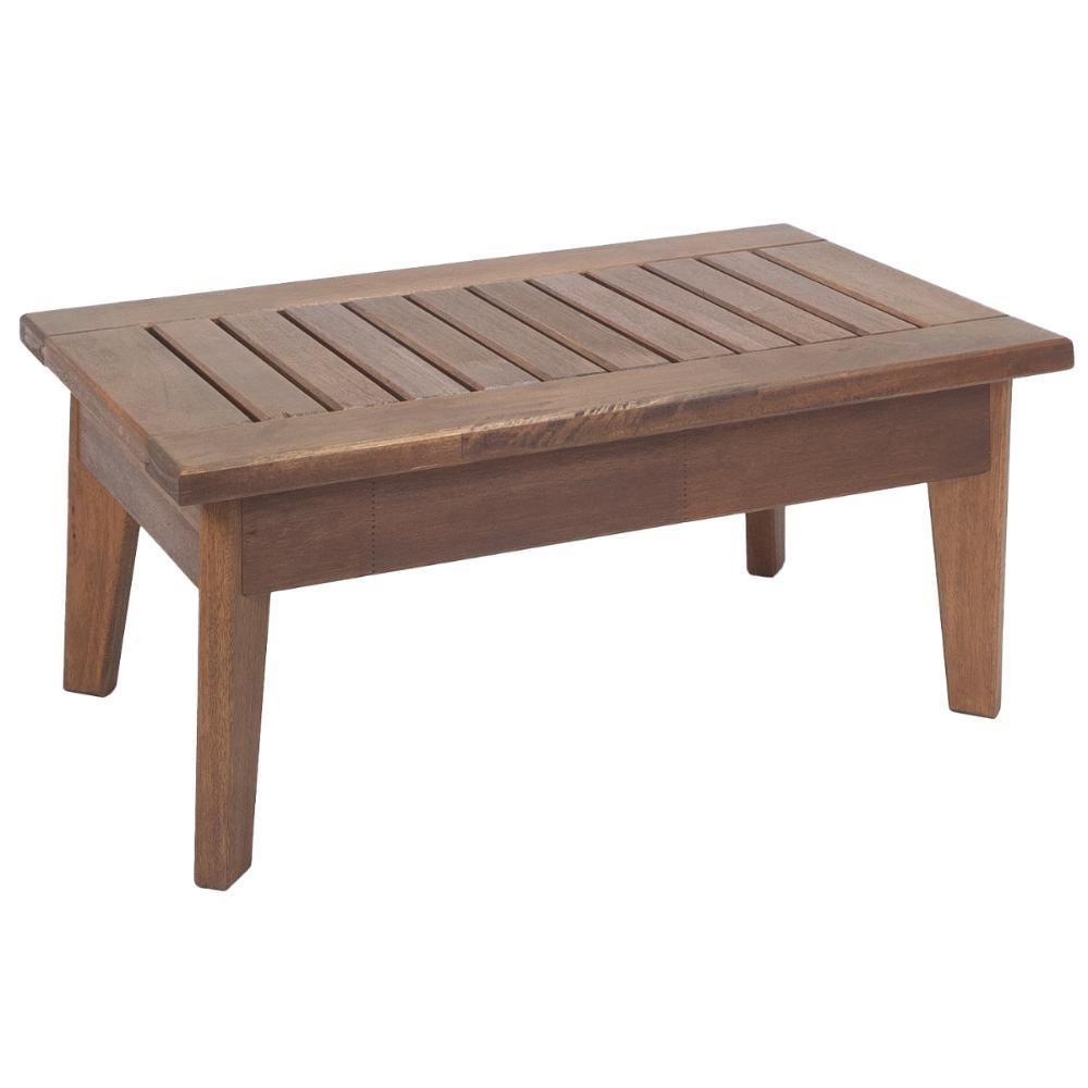 Mesa De Centro Retangular Rústica 100cm Em Madeira Maciça - Natural - 1