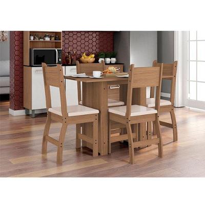 Mesa De Jantar Com 4 Cadeiras Ambiente Milano Carvalho Savana - Poliman