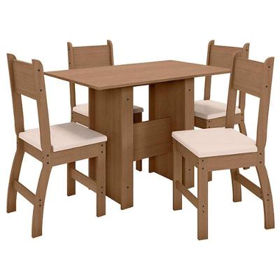 Mesa De Jantar Com 4 Cadeiras Milano Carvalho Savana - Poliman