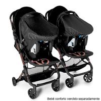 Carrinho De Bebê Para Gêmeos Galzerano Duolee De 0 Meses Até 15kg Preto Com Cobre U - 2