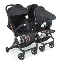Carrinho De Bebê Para Gêmeos Galzerano Duolee De 0 Meses Até 15kg Preto Com Cobre U - 4