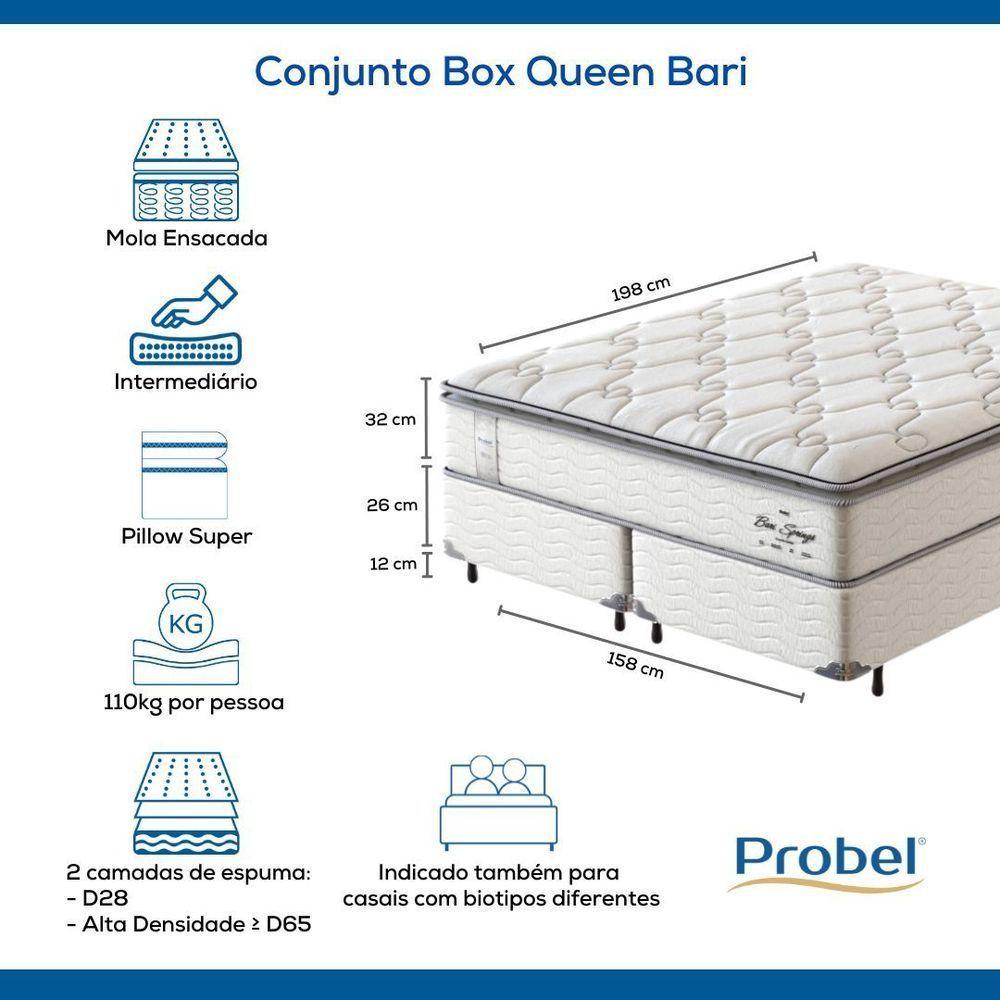 Conjunto Box Queen Mola Ensacada Probel Bari (158x198x58cm) - 8