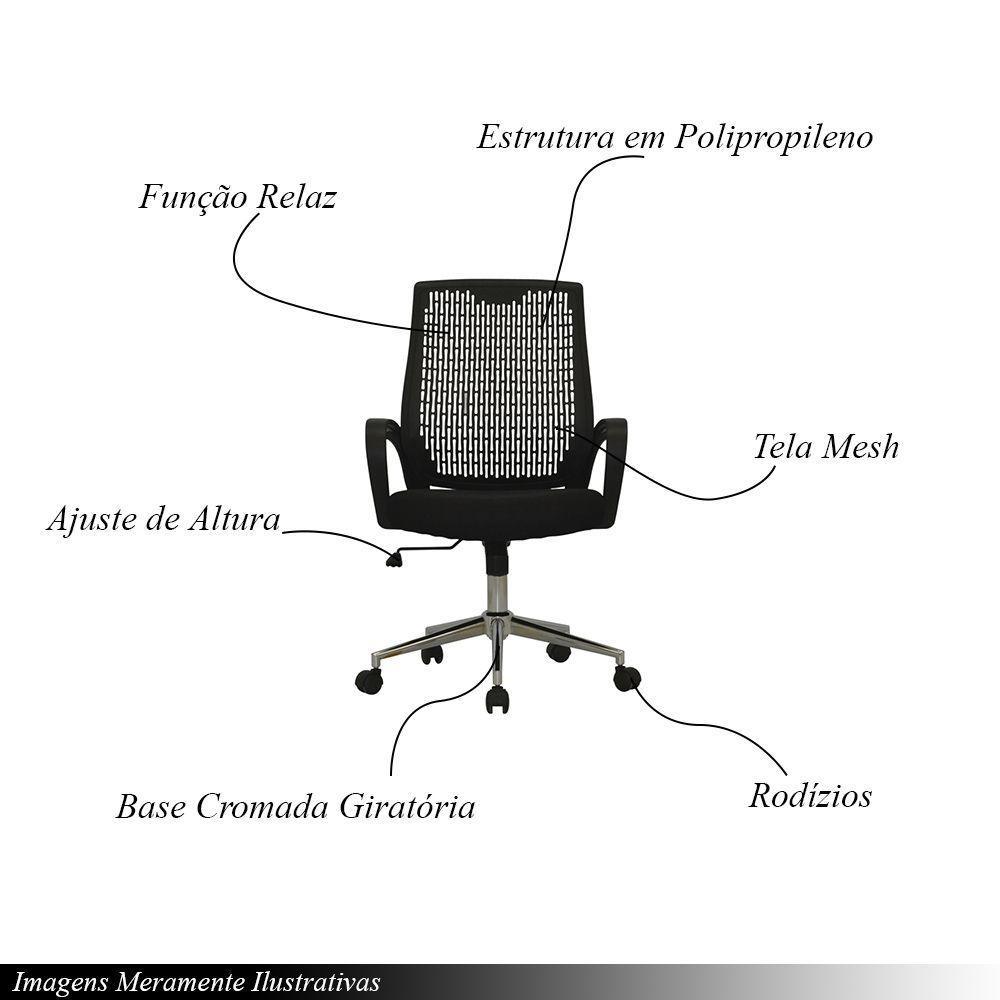 Cadeira De Escritório Office Kevin Giratória Com Ajuste De Altura E Tela Mesh Preto G56 - Gran Belo - 6