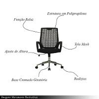 Cadeira De Escritório Office Kevin Giratória Com Ajuste De Altura E Tela Mesh Preto G56 - Gran Belo - 6