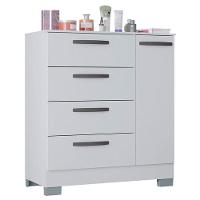 Cômoda 868 4 Gavetas E 1 Porta Com Guarda Roupa Casal Milão 6 Portas Branco Brilho - Poquema - 7