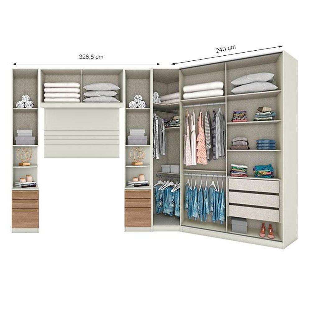 Quarto Modulado Casal Ambiente 1 New Predileto 5 Peças Areia Jequitibá - Henn - 1