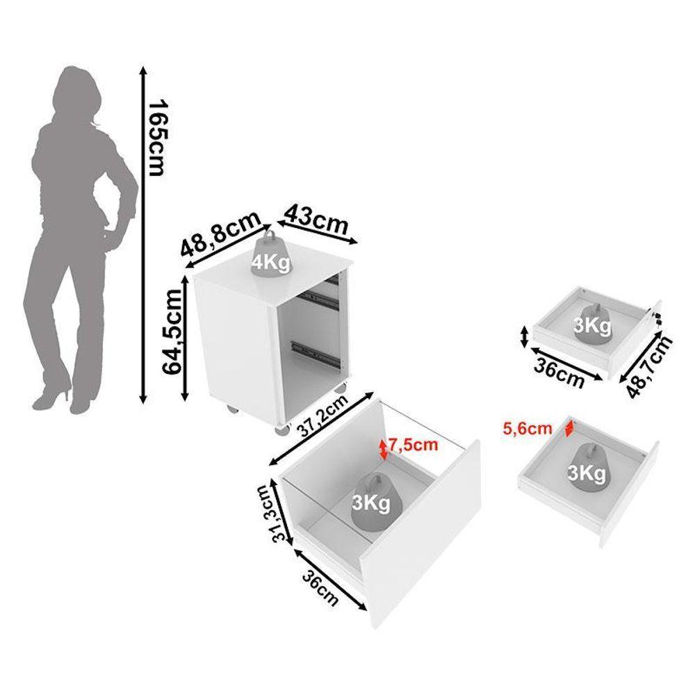 Mesa Para Escritório Me4109 E Armário Gaveteiro Arquivo Me4148 Branco - Tecnomobili - 4