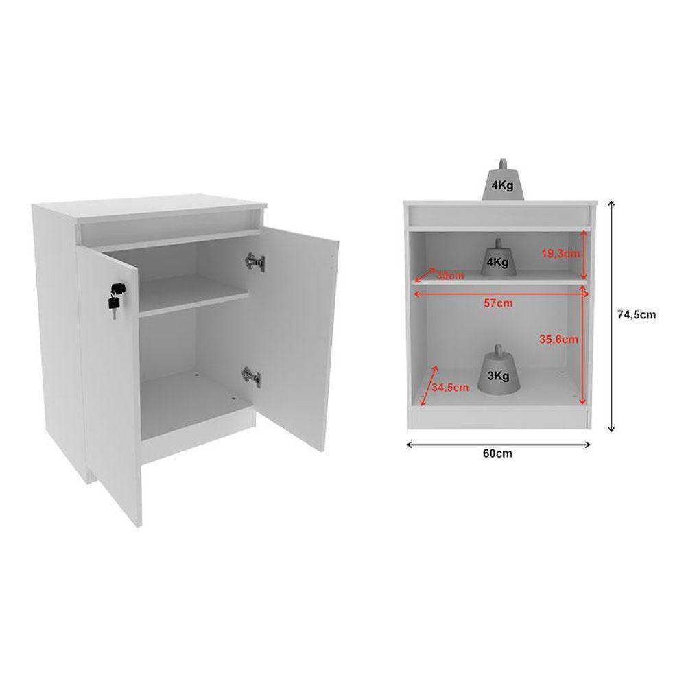 Mesa Para Escritório Me4109 E Armário Balcão Me4149 Branco - Tecnomobili - 4