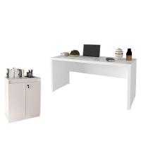 Mesa Para Escritório Me4109 E Armário Balcão Me4149 Branco - Tecnomobili - 1