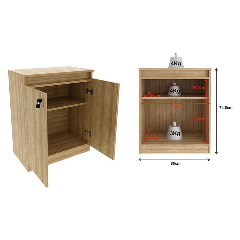 Mesa Para Escritório Me4109 E Armário Balcão Me4149 Amêndoa - Tecnomobili - 4