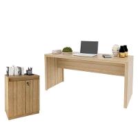 Mesa Para Escritório Me4109 E Armário Balcão Me4149 Amêndoa - Tecnomobili - 1