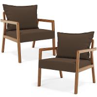 Kit 02 Poltronas Decorativa Para Sala De Estar Alícia B04 Suede Marrom - 1