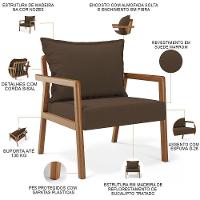 Kit 02 Poltronas Decorativa Para Sala De Estar Alícia B04 Suede Marrom - 6