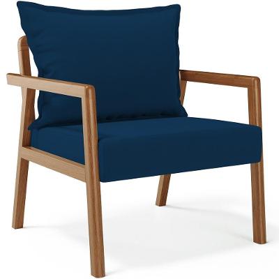 Poltrona Decorativa Alícia B04 Para Sala De Estar Suede Azul Lyam Decor