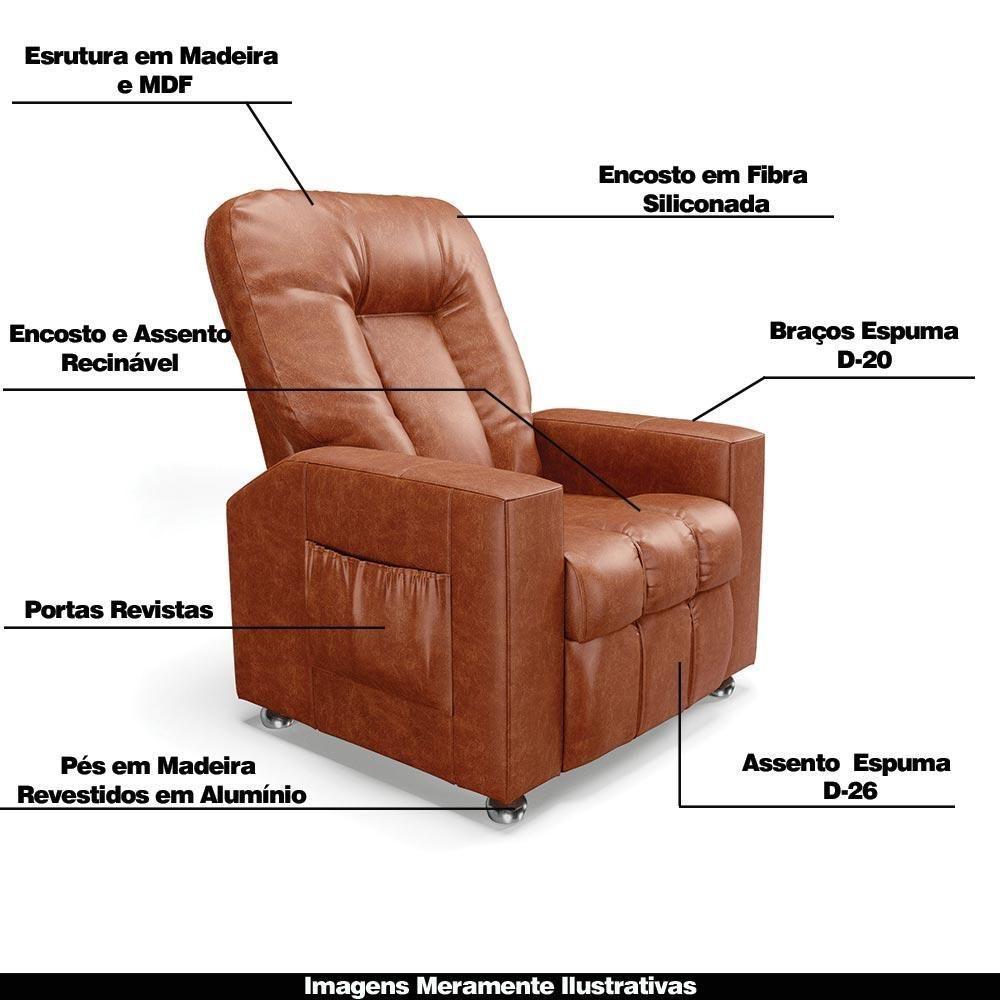 Poltrona Do Papai Reclinável Manual Sala De Cinema Romeo F05 Facto Camel - 6