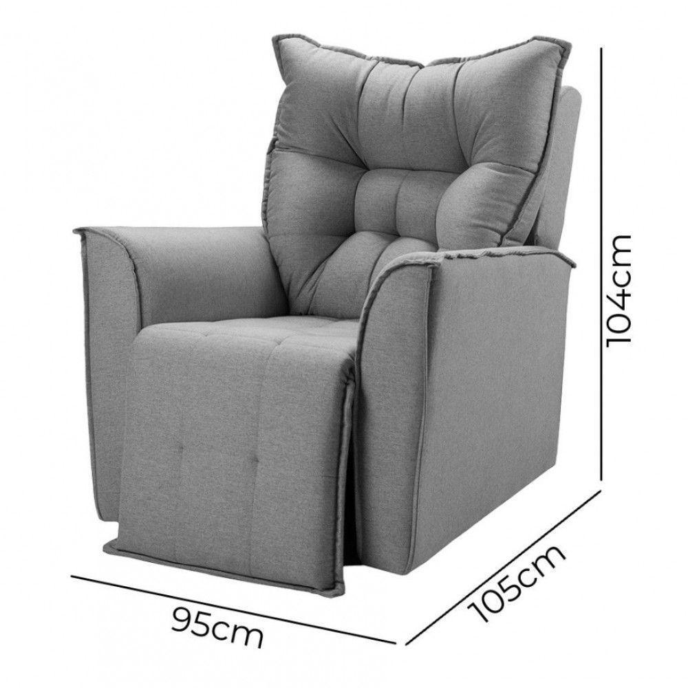 Poltrona Do Papai Reclinável King Linho Shop Das Cabeceiras Grafite - 4