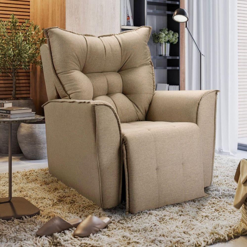 Poltrona Do Papai Reclinável King Linho Shop Das Cabeceiras Capuccino - 4