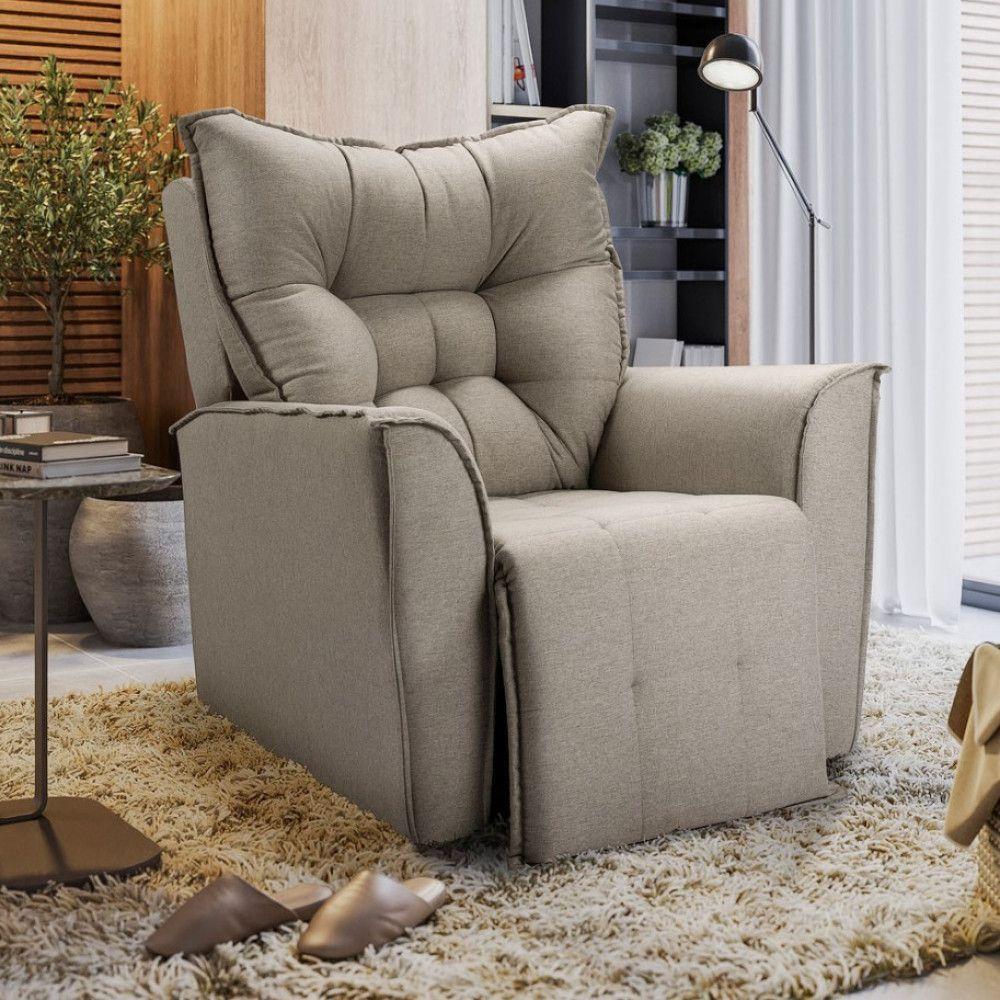 Poltrona Do Papai Reclinável King Linho Shop Das Cabeceiras Carvalho - 4