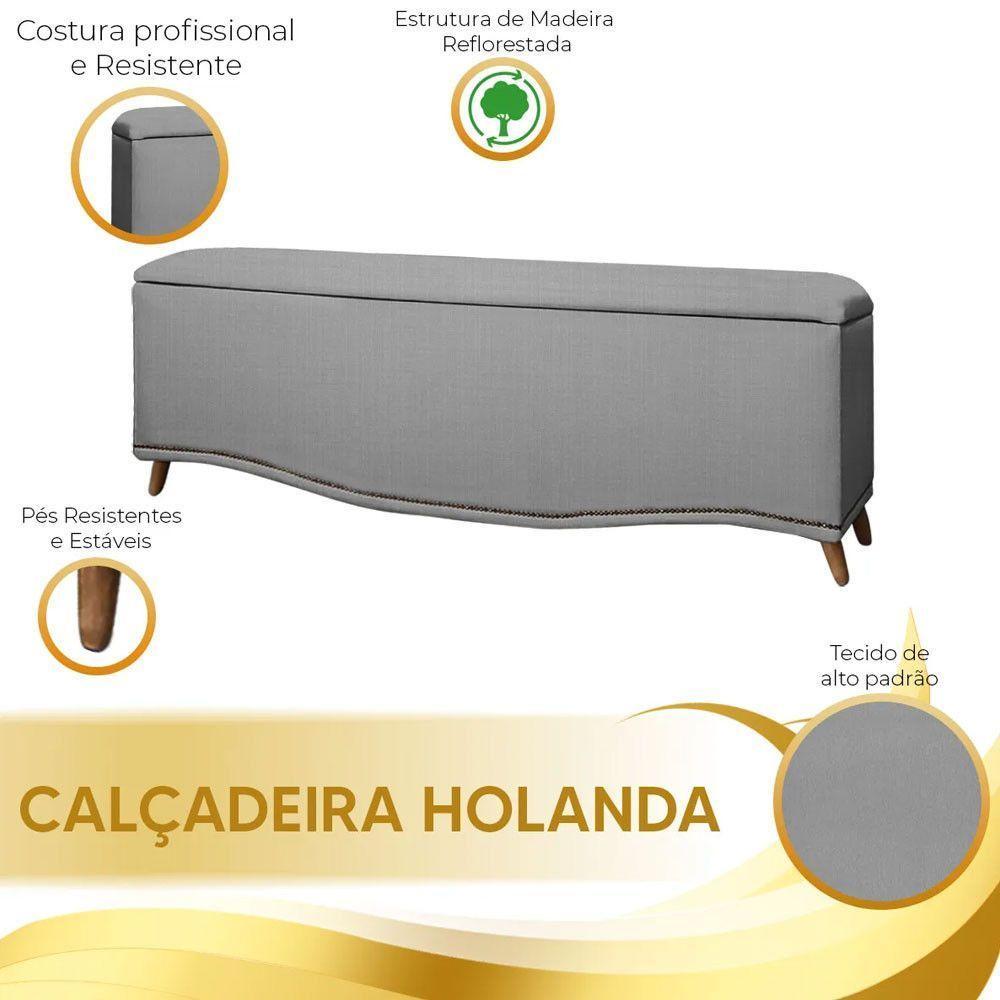 Cabeceira E Calçadeira Holanda 160cm Shop Das Cabeceiras Grafite - 4