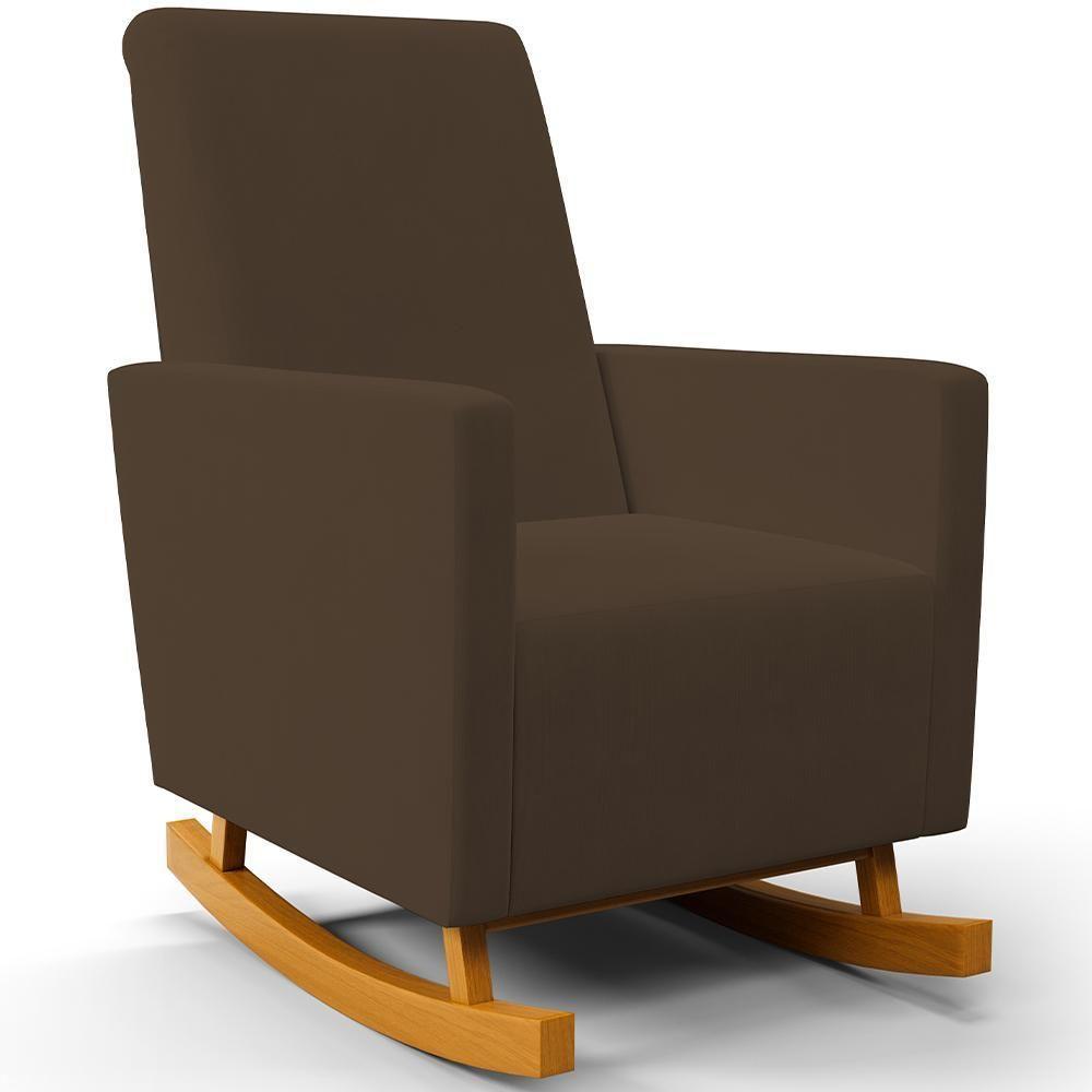 Poltrona De Amamentação Com Balanço Ravena W01 Suede Marrom - Lyam Decor - 1