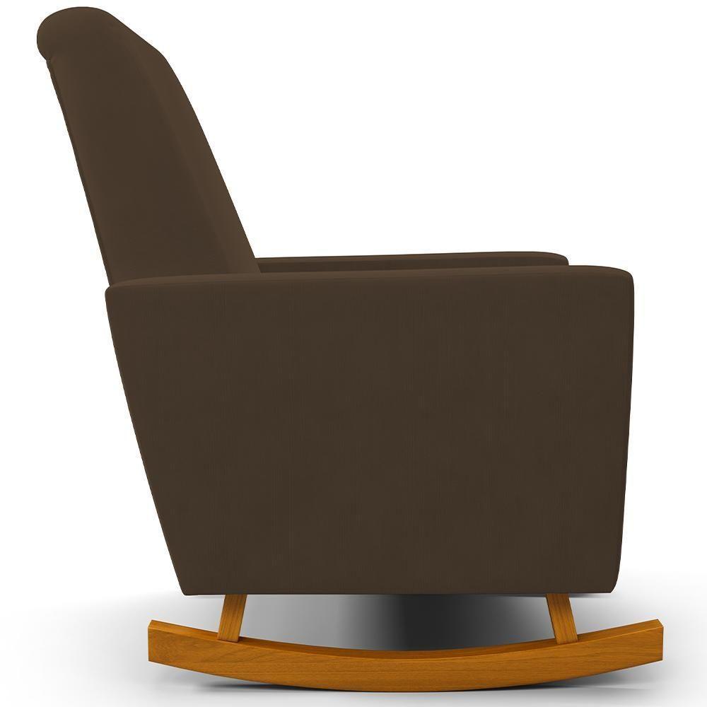 Poltrona De Amamentação Com Balanço Ravena W01 Suede Marrom - Lyam Decor - 4