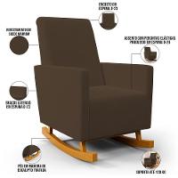 Poltrona De Amamentação Com Balanço Ravena W01 Suede Marrom - Lyam Decor - 7