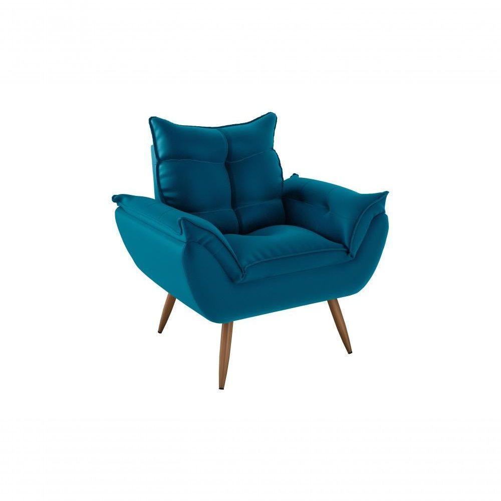 Poltrona Decorativa Tóquio 1 Lugar Veludo Turkey Petróleo Matrix - 1