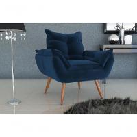 Poltrona Decorativa Tóquio 1 Lugar Veludo Azul Matrix - 3