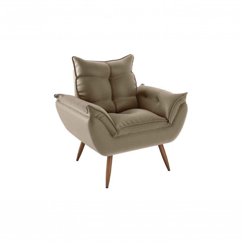 Poltrona Decorativa Tóquio 1 Lugar Veludo Turkey Capuccino Matrix - 1