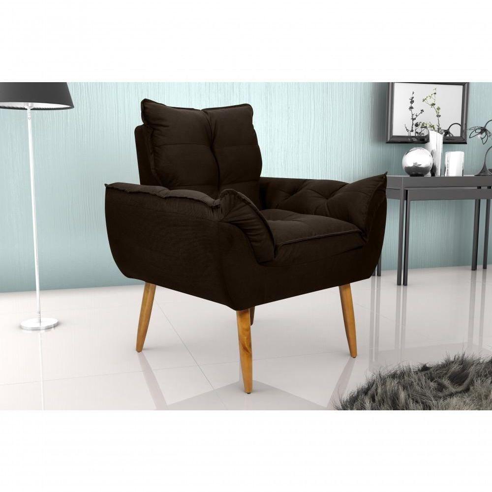 Poltrona Decorativa Tóquio 1 Lugar Suede Marrom Matrix - 3