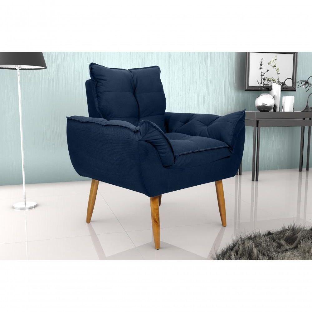Poltrona Decorativa Tóquio 1 Lugar Suede Azul Matrix - 3