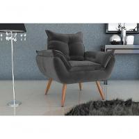 Poltrona Decorativa Tóquio 1 Lugar Veludo Cinza Matrix - 3