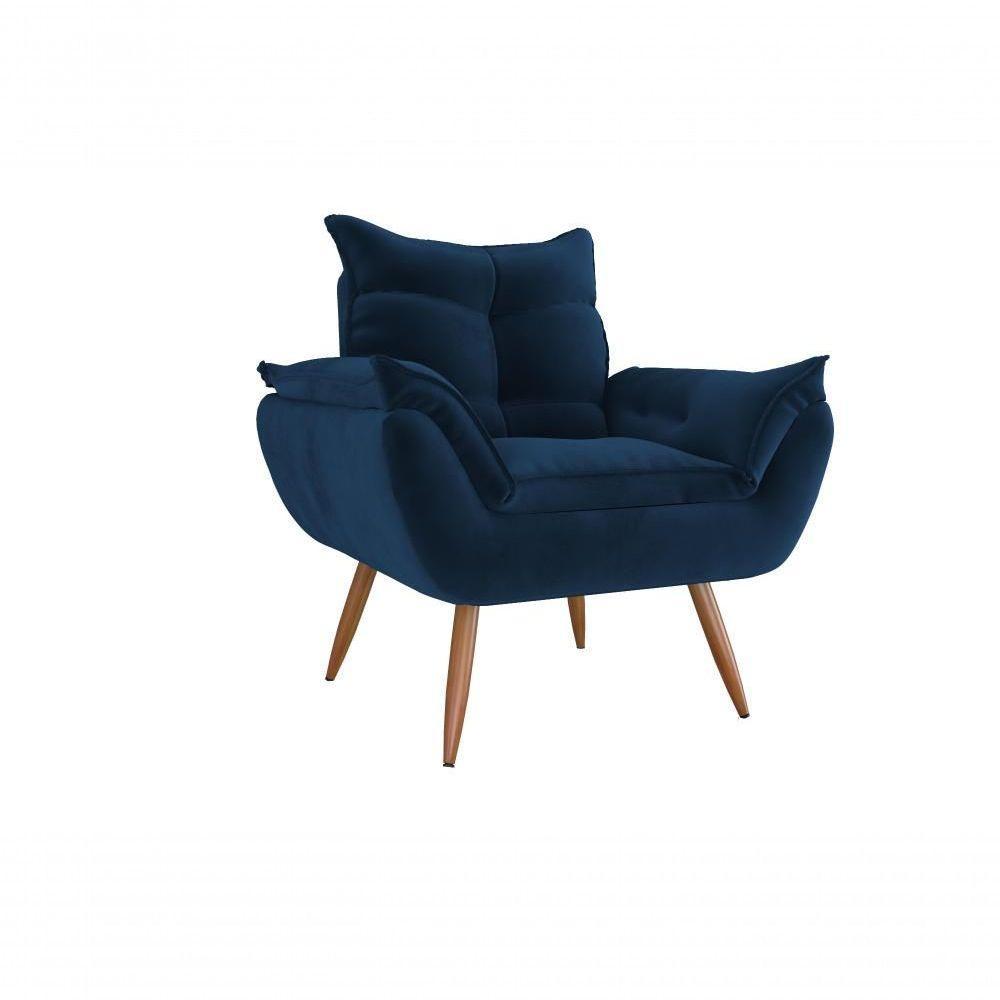 Poltrona Decorativa Tóquio 1 Lugar Veludo Azul Matrix - 1
