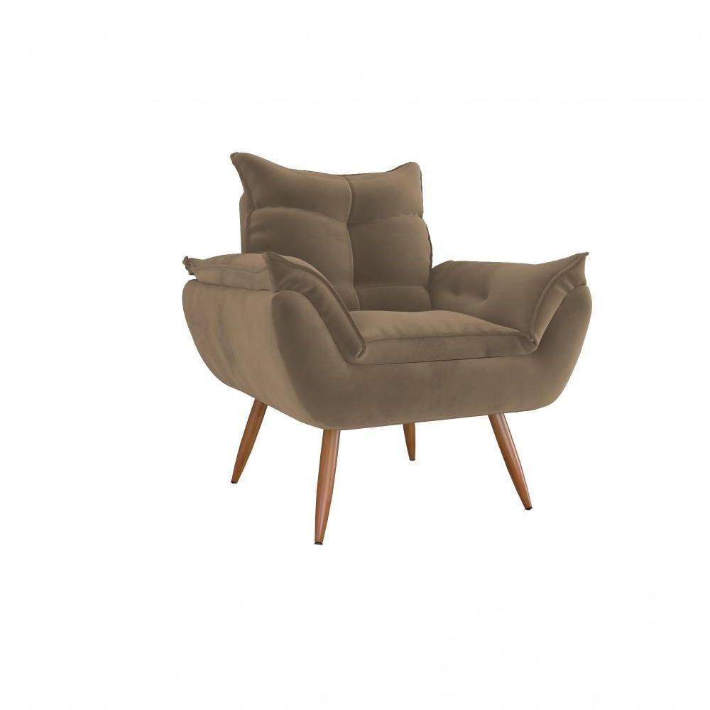 Poltrona Decorativa Tóquio 1 Lugar Veludo Capuccino Matrix - 1