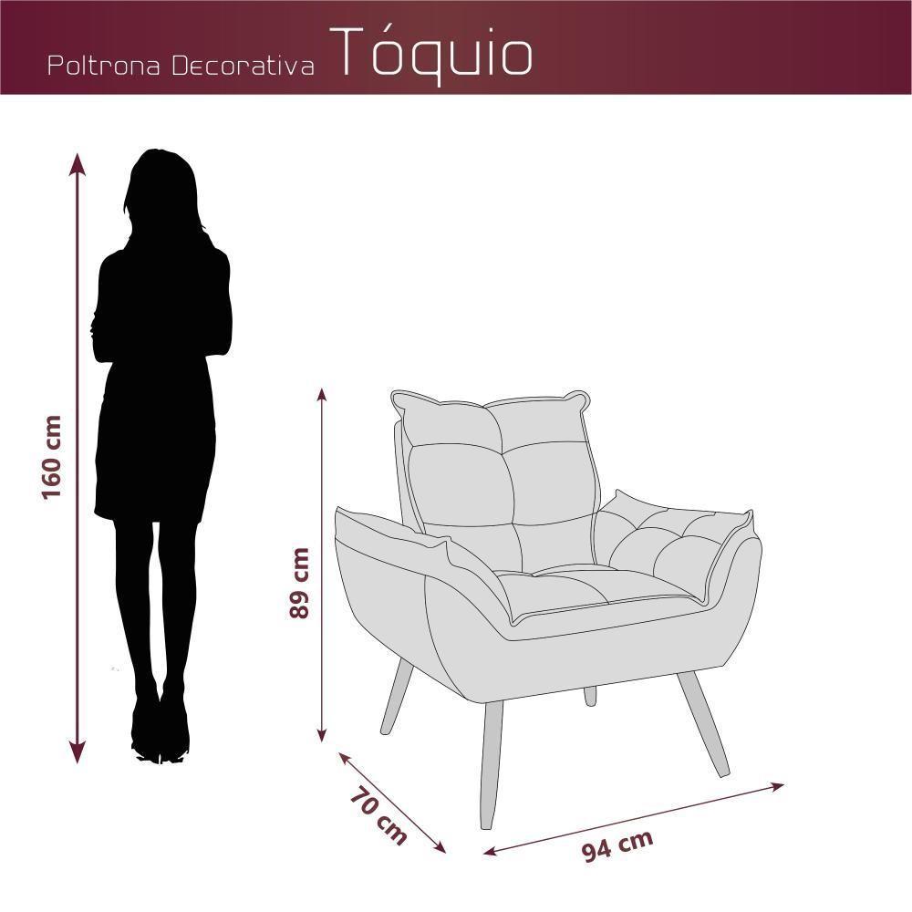 Poltrona Decorativa Tóquio 1 Lugar Veludo Capuccino Matrix - 2
