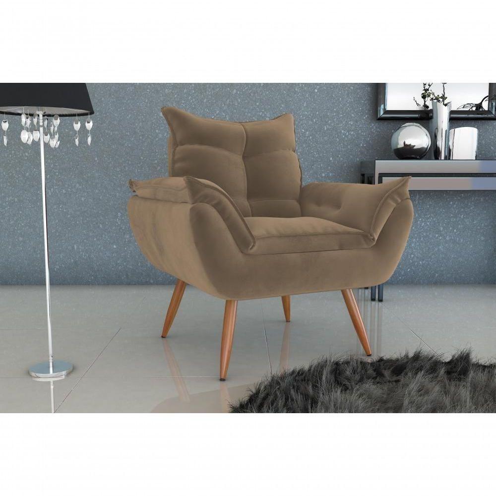 Poltrona Decorativa Tóquio 1 Lugar Veludo Capuccino Matrix - 3