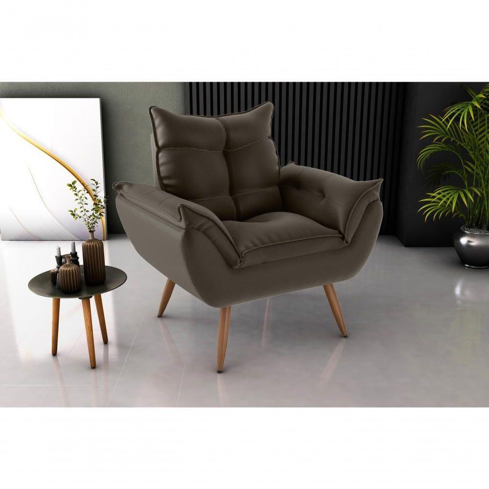 Poltrona Decorativa Tóquio 1 Lugar Veludo Turkey Marrom Matrix - 3