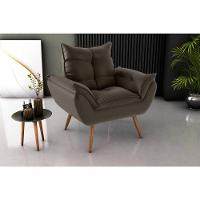 Poltrona Decorativa Tóquio 1 Lugar Veludo Turkey Marrom Matrix - 3
