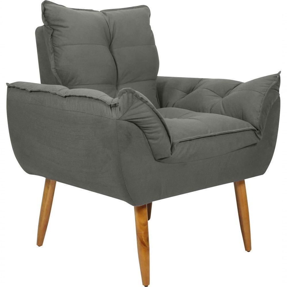 Poltrona Decorativa Tóquio 1 Lugar Suede Cinza Matrix - 1
