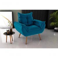 Poltrona Decorativa Tóquio 1 Lugar Veludo Turkey Petróleo Matrix - 2