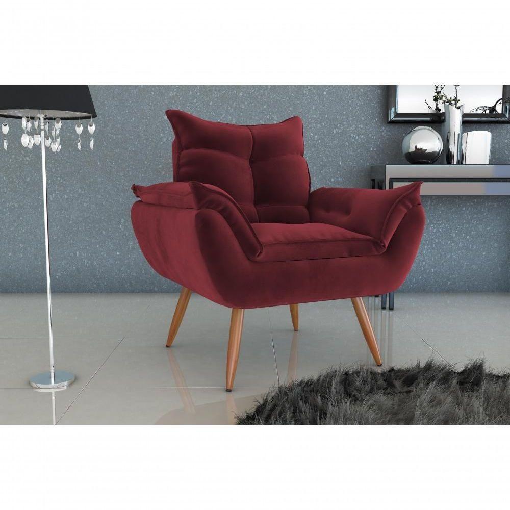 Poltrona Decorativa Tóquio 1 Lugar Veludo Vinho Matrix - 3
