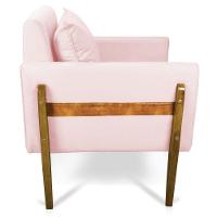 Kit 02 Poltronas Lana Suede Rosa Bebê Base De Madeira - 5