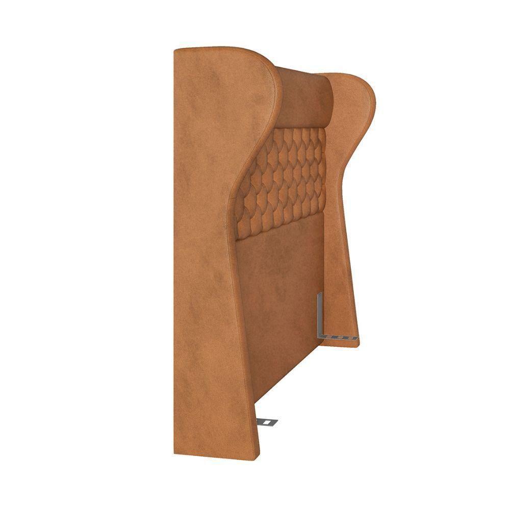 Kit Cabeceira Cama Box Casal 160 Cm Madrid Com Puff Recamier Santorini Couríssimo Whisky - Lyam Decor - 2