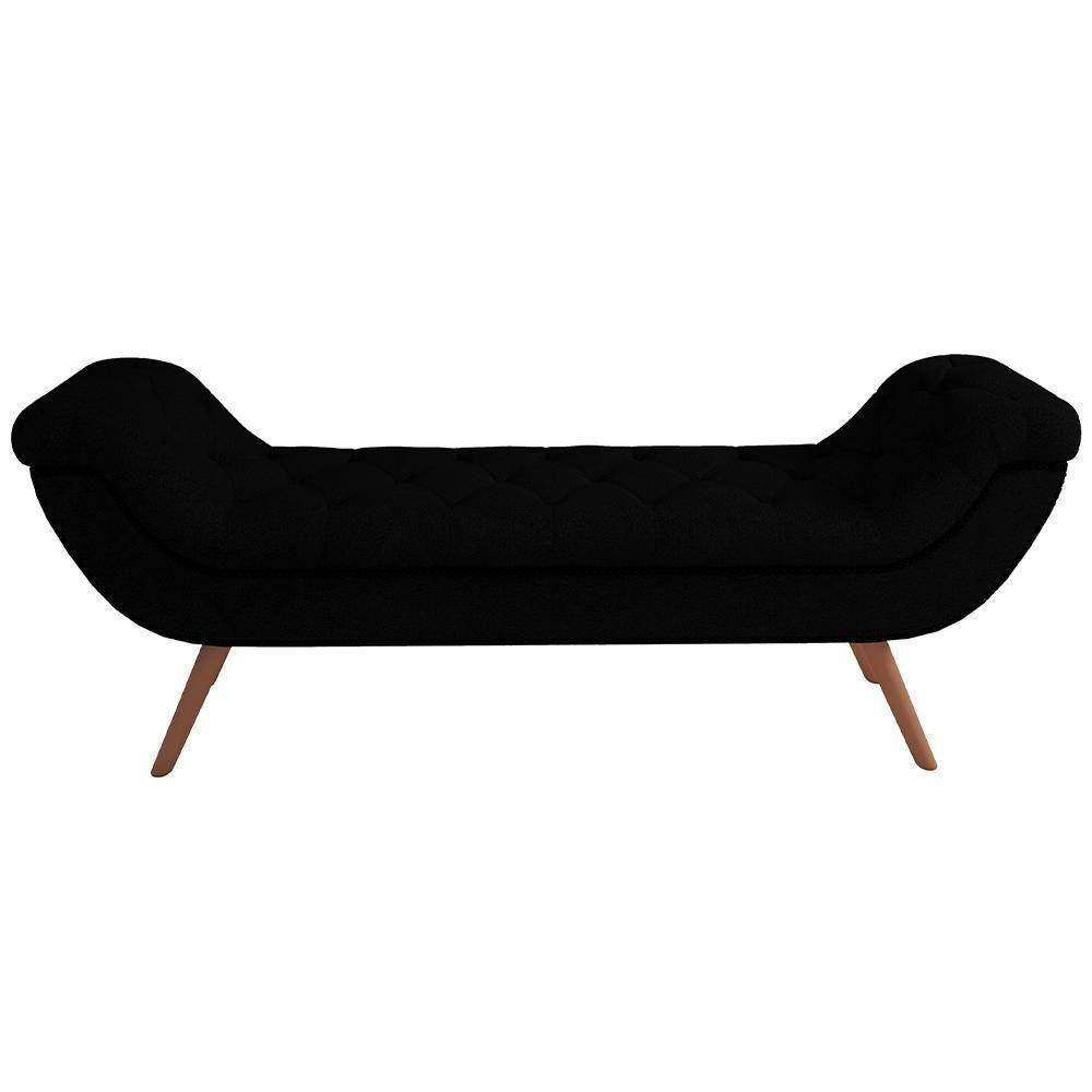 Kit Cabeceira Cama Box Casal 140 Cm Madrid Com Puff Recamier Santorini Bouclê Preto - Lyam Decor - 9