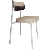 Cadeira Estofada Para Sala De Jantar Astrid Branco C01 Linho Areia Courino Café - Lyam Decor - 1