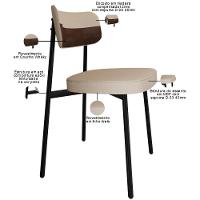 Kit 08 Cadeiras Estofada Para Sala De Jantar Astrid Preto C01 Linho Areia Courino Whisky - Lyam Decor - 2