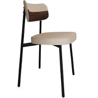 Kit 08 Cadeiras Estofada Para Sala De Jantar Astrid Preto C01 Linho Areia Courino Whisky - Lyam Decor - 3